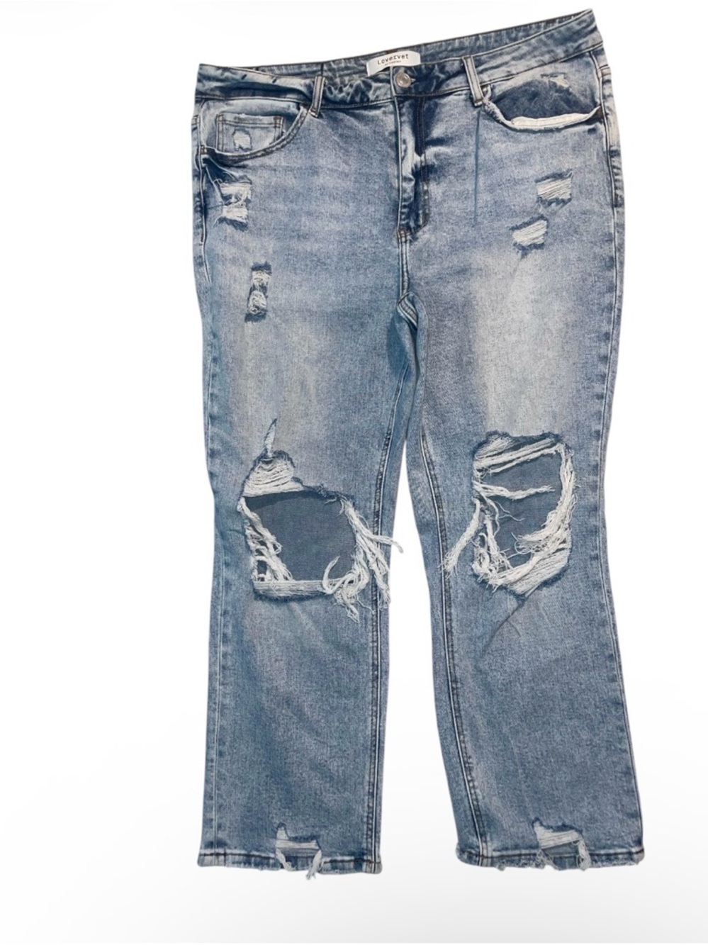 Loveret Light Blue Distressed Women's Straight-Leg Jeans